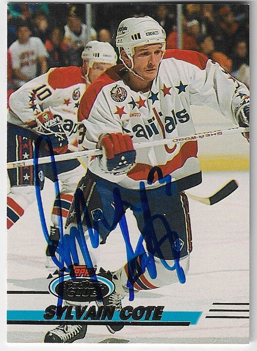 Sylvain Cote Signed 1993-94 Stadium Club Hockey Card - Washington Capitals