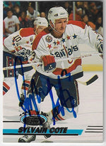 Sylvain Cote Signed 1993-94 Stadium Club Hockey Card - Washington Capitals