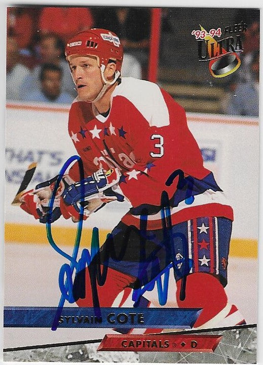 Sylvain Cote Signed 1993-94 Fleer Ultra Hockey Card - Washington Capitals