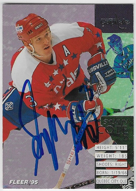 Sylvain Cote Signed 1994-95 Fleer Hockey Card - Washington Capitals