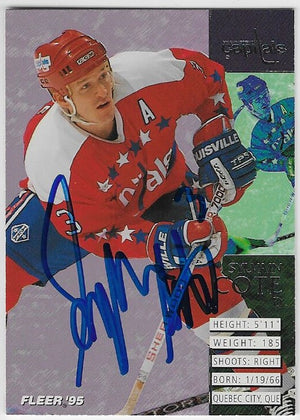 Sylvain Cote Signed 1994-95 Fleer Hockey Card - Washington Capitals