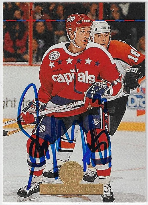 Sylvain Cote Signed 1994-95 Leaf Hockey Card - Washington Capitals
