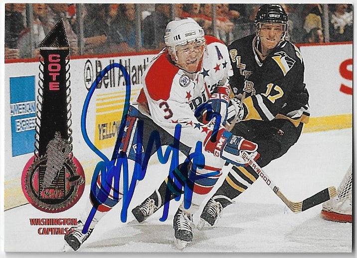 Sylvain Cote Signed 1994-95 Pinnacle Hockey Card - Washington Capitals