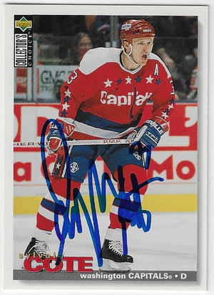 Sylvain Cote Signed 1995-96 Collector's Choice Hockey Card - Washington Capitals