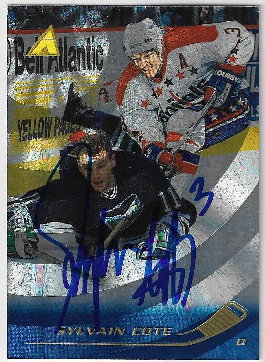 Sylvain Cote Signed 1995-96 Pinnacle Rink Collection Hockey Card - Washington Capitals