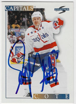Sylvain Cote Signed 1995-96 Score Hockey Card - Washington Capitals