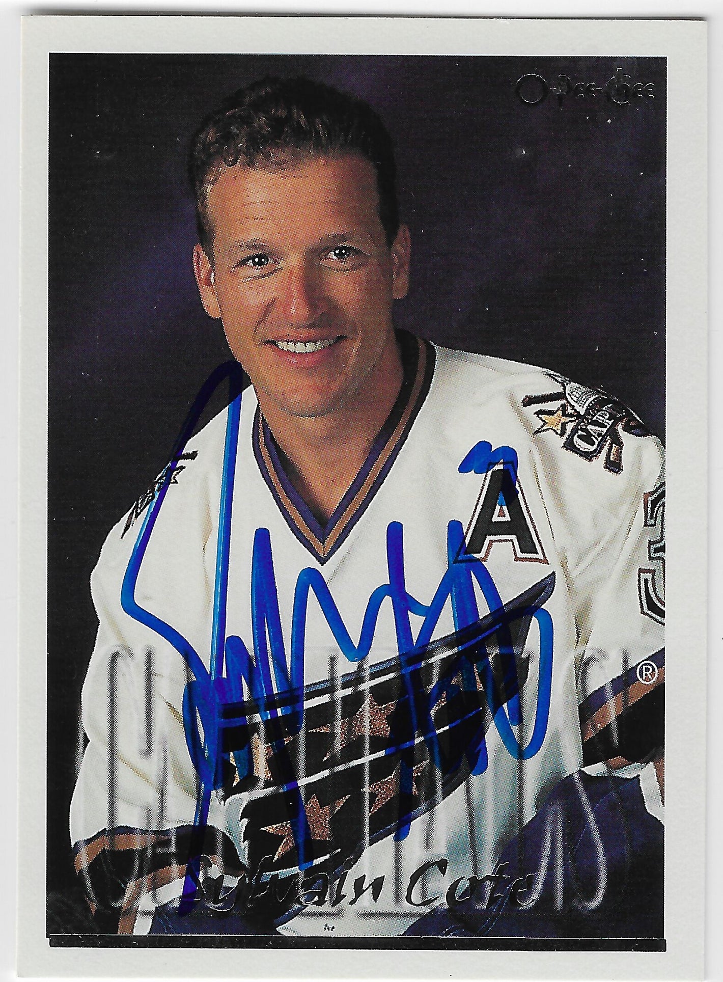 Sylvain Cote Signed 1995-96 O-Pee-Chee Hockey Card - Washington Capitals