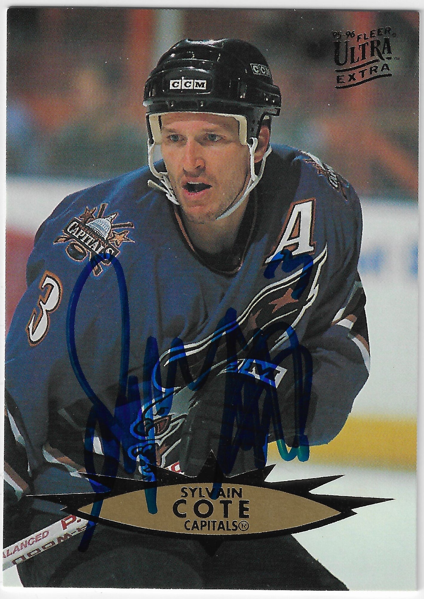 Sylvain Cote Signed 1995-96 Fleer Ultra Hockey Card - Washington Capitals