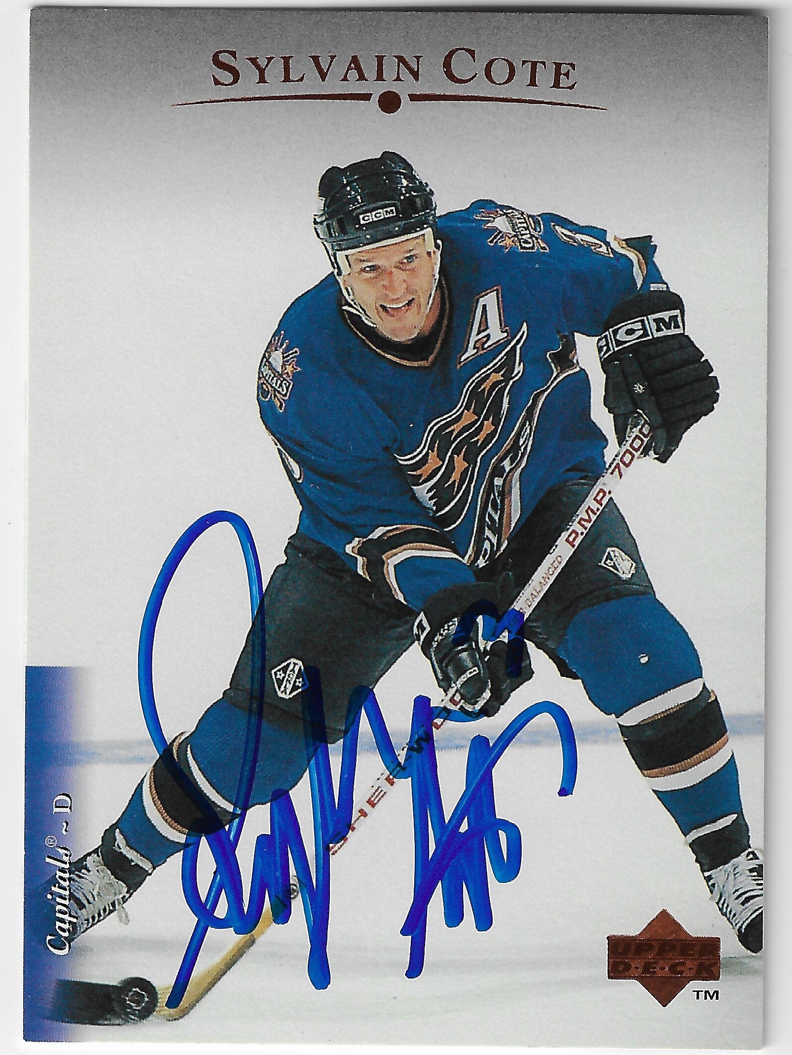 Sylvain Cote Signed 1995-96 Upper Deck Hockey Card - Washington Capitals