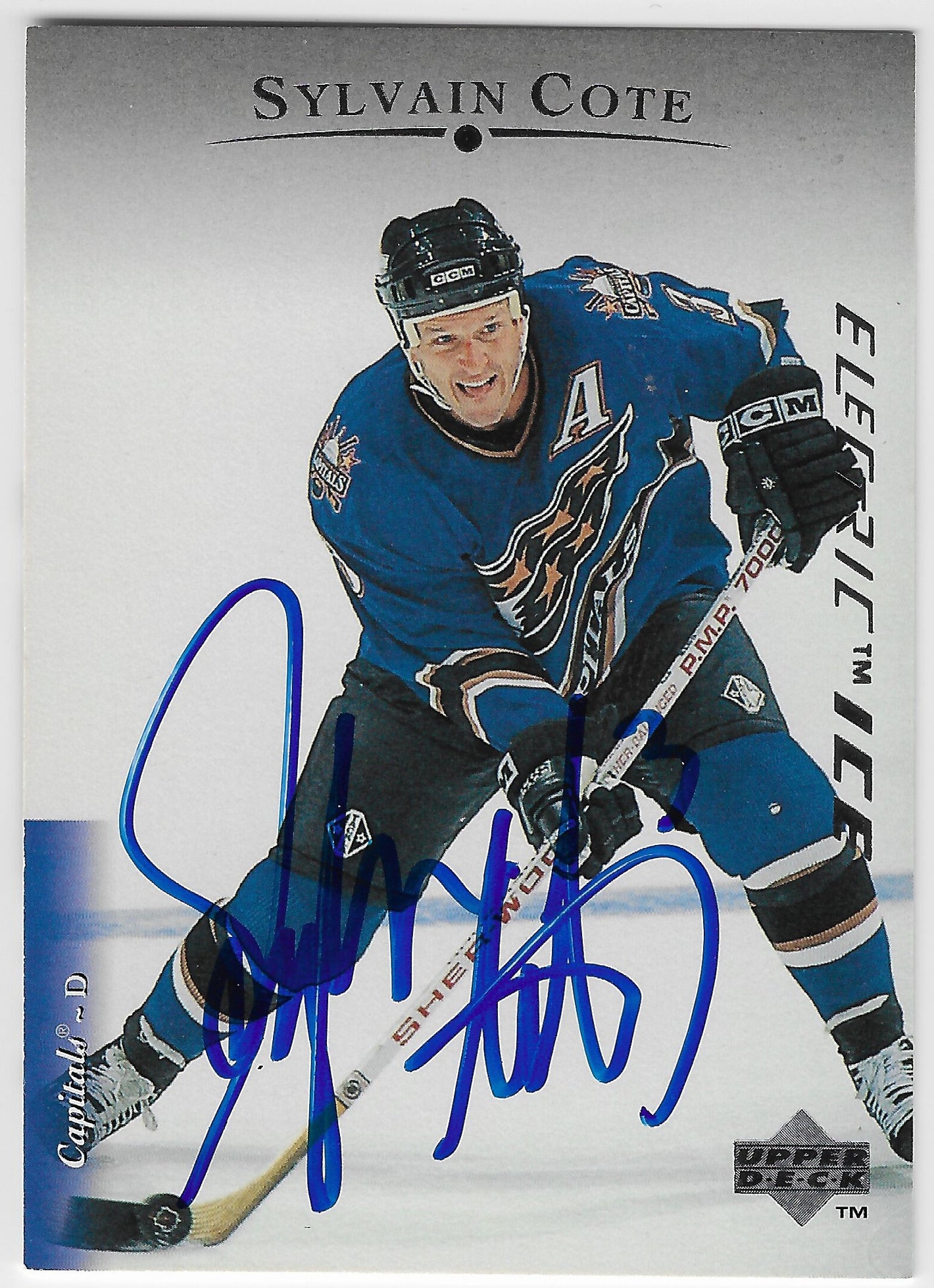 Sylvain Cote Signed 1995-96 Upper Deck Electric Ice Hockey Card - Washington Capitals
