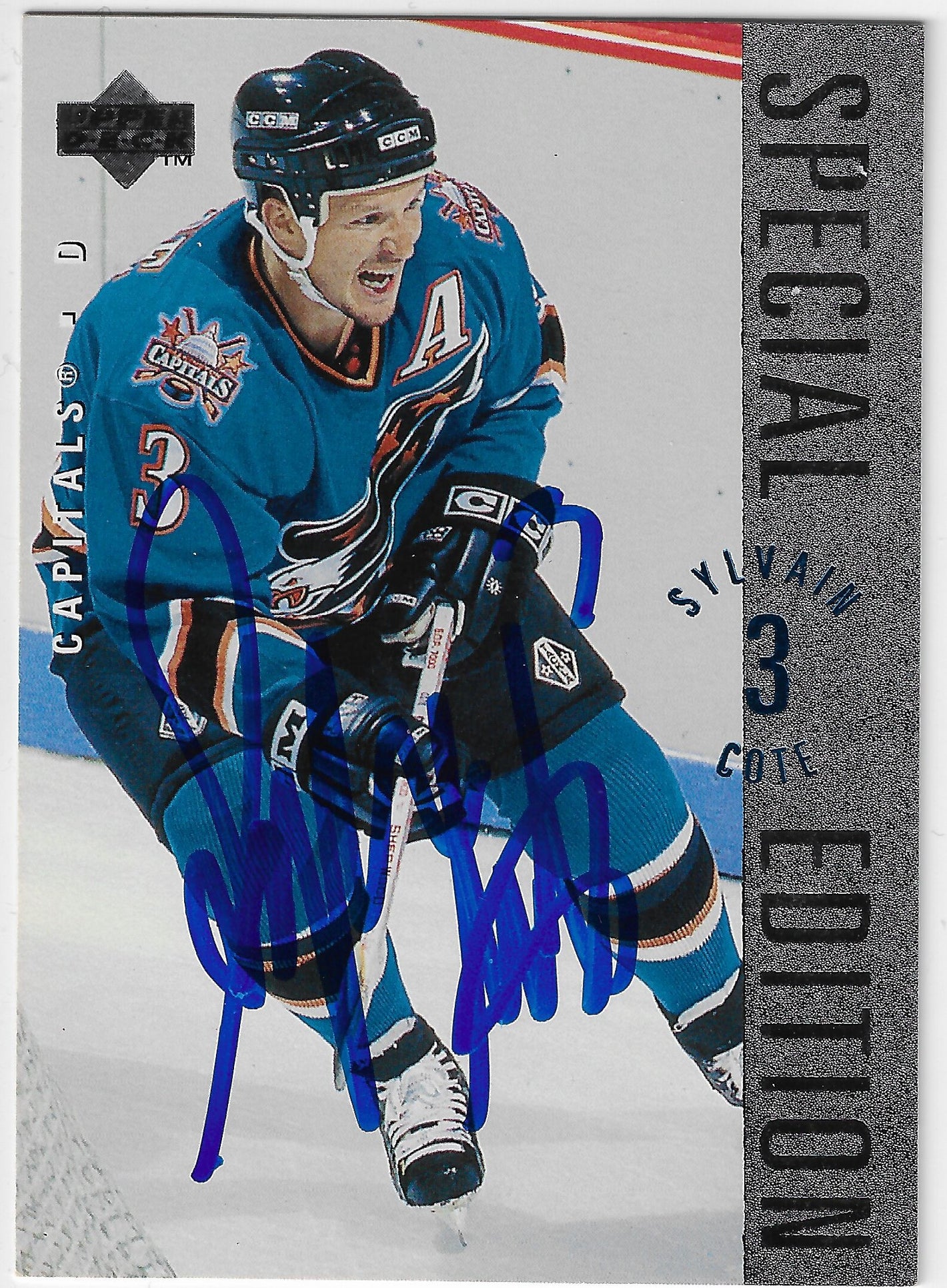 Sylvain Cote Signed 1995-96 Upper Deck Special Edition Hockey Card - Washington Capitals