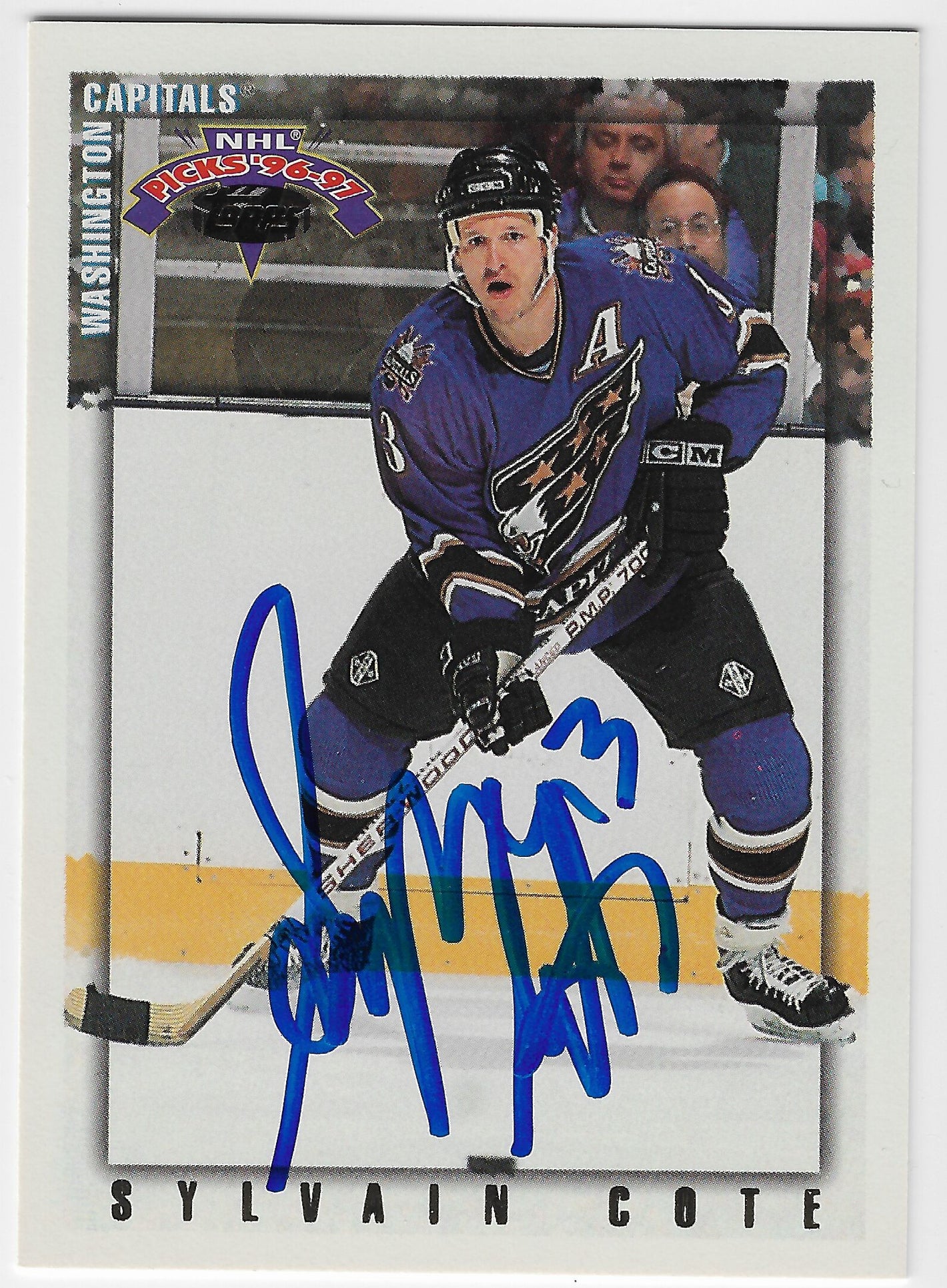 Sylvain Cote Signed 1996-97 Topps NHL Picks Hockey Card - Washington Capitals