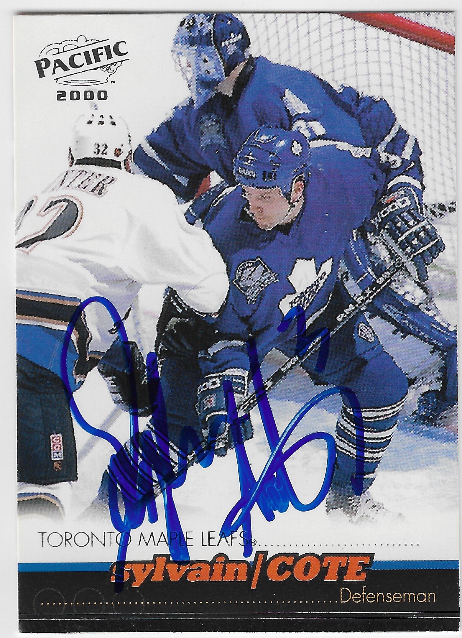 Sylvain Cote Signed 1999-00 Pacific Hockey Card - Toronto Maple Leafs