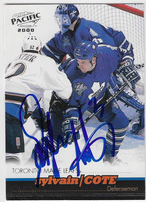 Sylvain Cote Signed 1999-00 Pacific Hockey Card - Toronto Maple Leafs