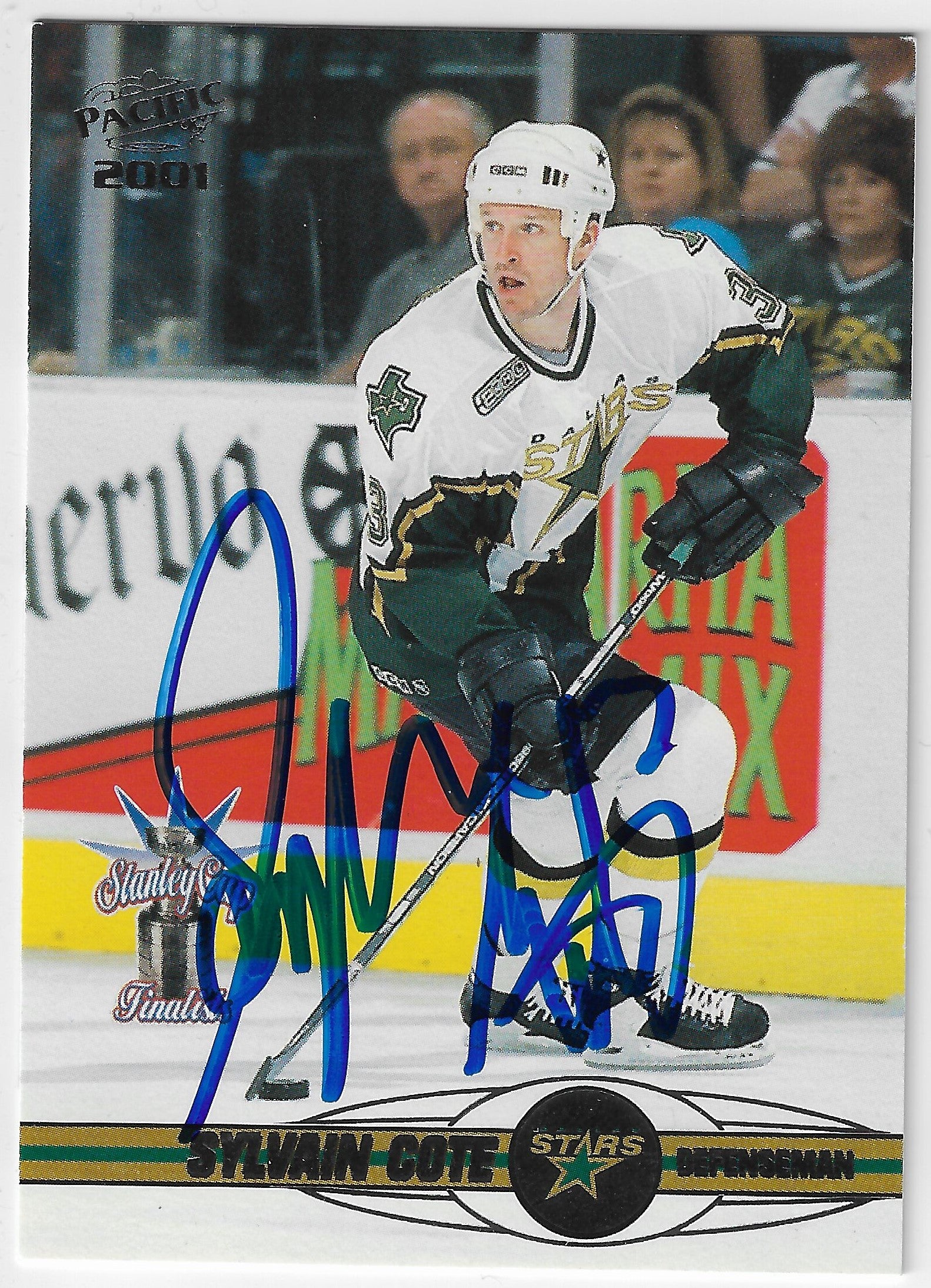 Sylvain Cote Signed 2000-01 Pacific Hockey Card - Dallas Stars