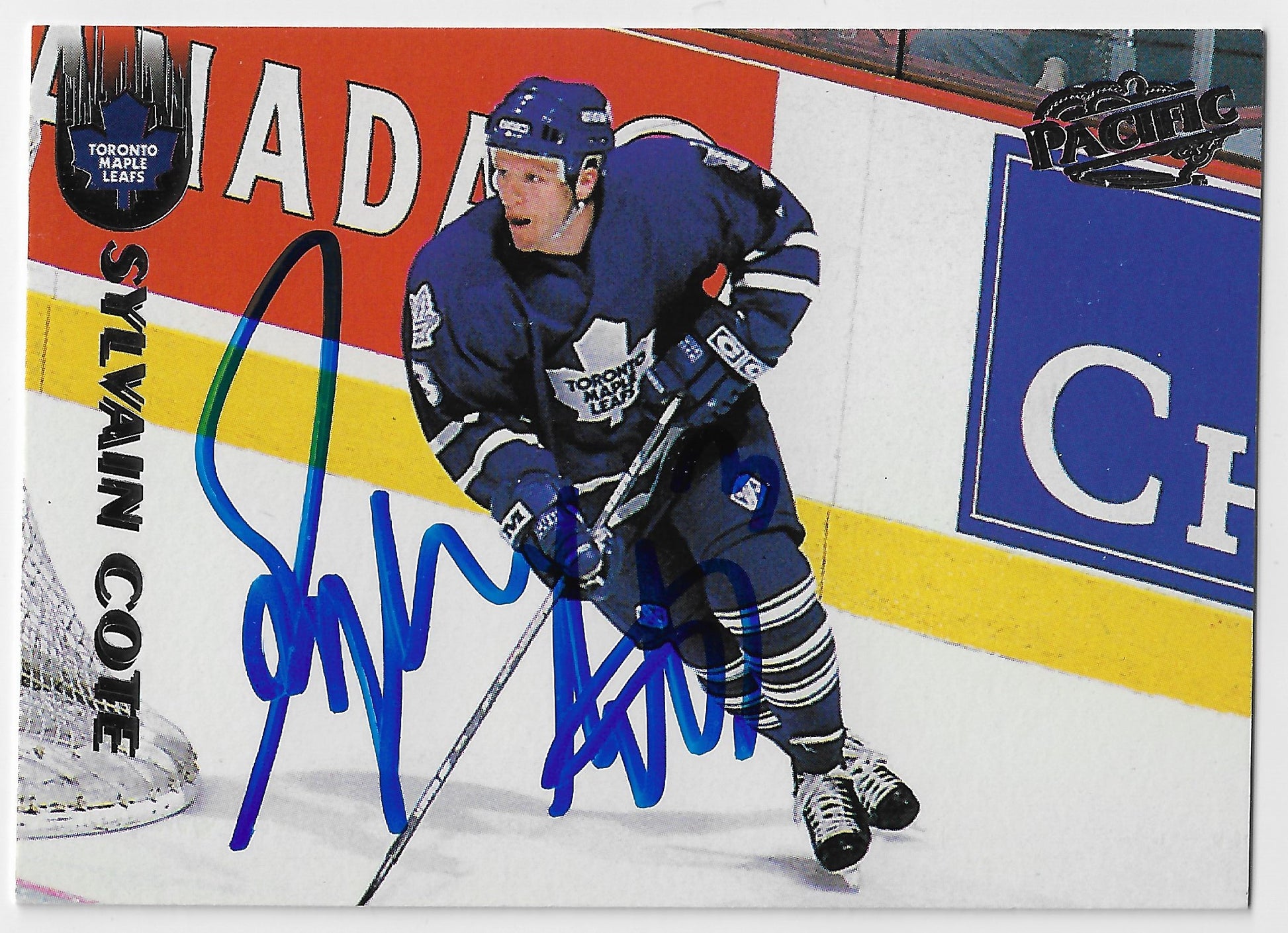 Sylvain Cote Signed 1998-99 Pacific Hockey Card - Toronto Maple Leafs