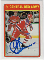 Dimitri Khristich Signed 1990-91 O-Pee-Chee Hockey Card - Central Red Army