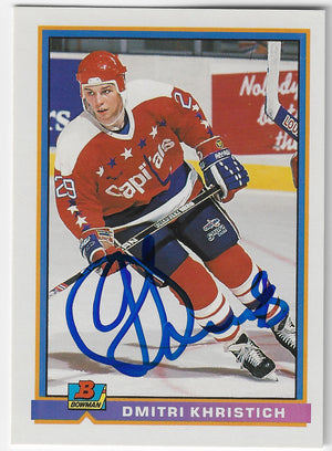 Dimitri Khristich Signed 1991-92 Bowman Hockey Card - Washington Capitals
