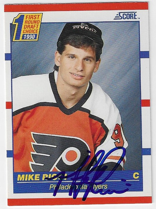 Mike Ricci Signed 1990-91 Score Hockey Card - Philadelphia Flyers
