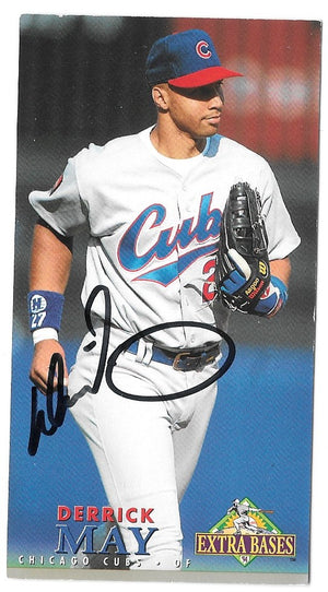 Derrick May Signed 1994 Fleer Extra Bases Baseball Card - Chicago Cubs