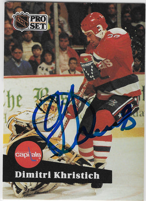 Dimitri Khristich Signed 1991-92 Pro Set Hockey Card - Washington Capitals