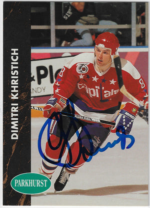 Dimitri Khristich Signed 1991-92 Parkurst Hockey Card - Washington Capitals