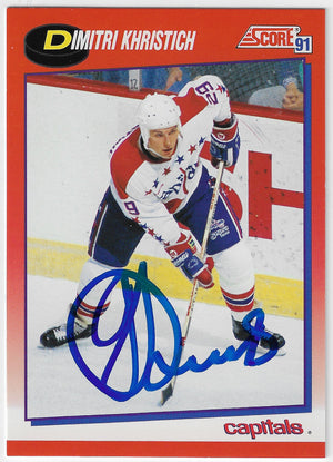 Dimitri Khristich Signed 1991-92 Score Canadian Hockey Card - Washington Capitals