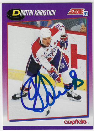 Dimitri Khristich Signed 1991-92 Score American Hockey Card - Washington Capitals