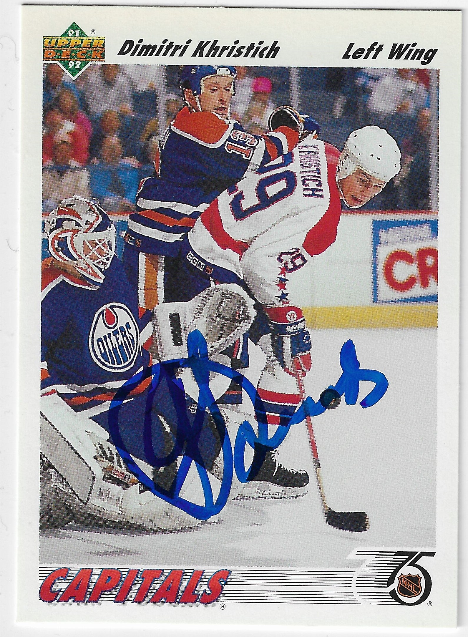 Dimitri Khristich Signed 1991-92 Upper Deck Hockey Card - Washington Capitals