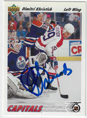 Dimitri Khristich Signed 1991-92 Upper Deck Hockey Card - Washington Capitals
