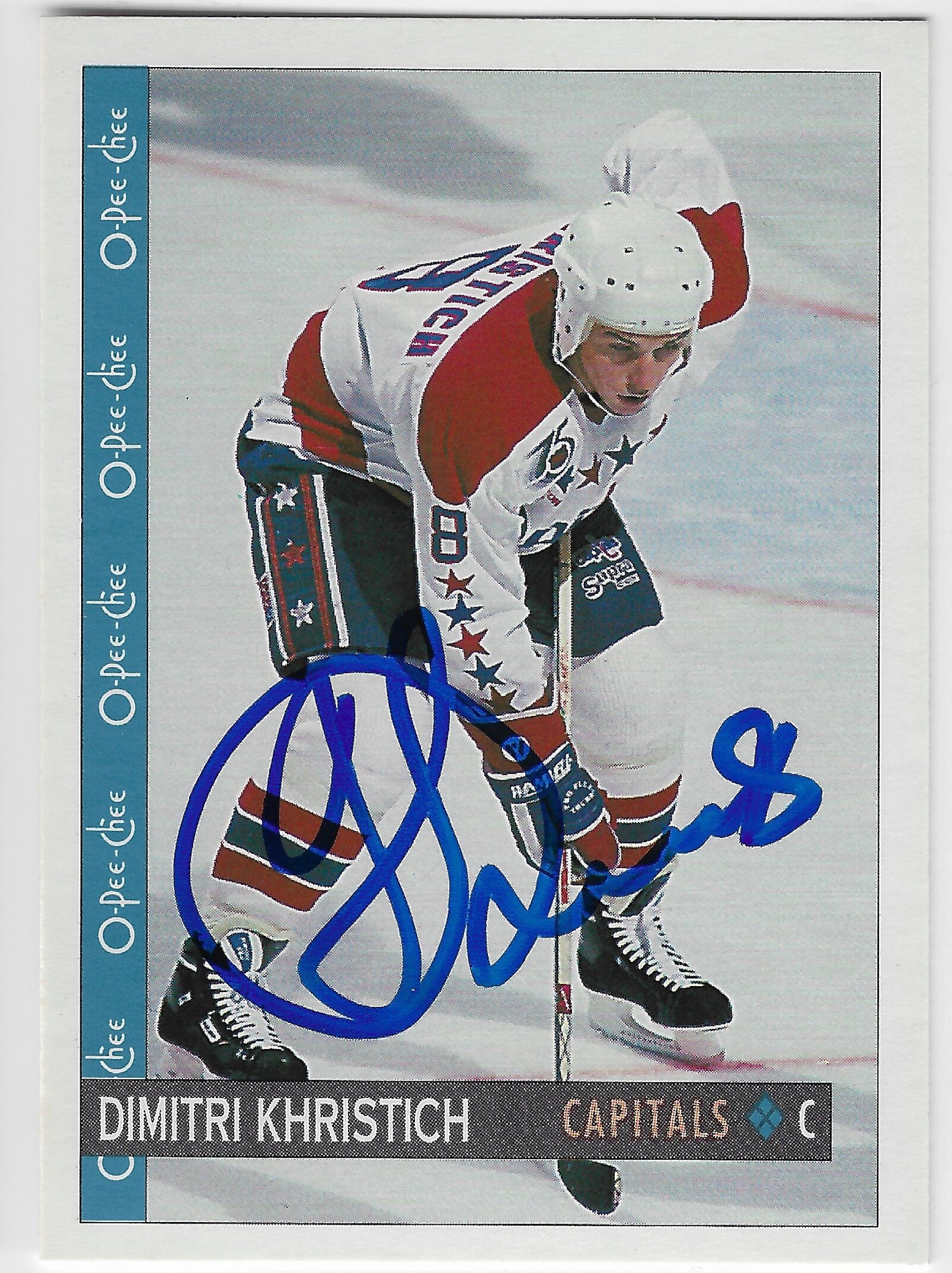 Dimitri Khristich Signed 1992-93 O-Pee-Chee Hockey Card - Washington Capitals