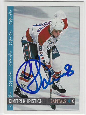 Dimitri Khristich Signed 1992-93 O-Pee-Chee Hockey Card - Washington Capitals