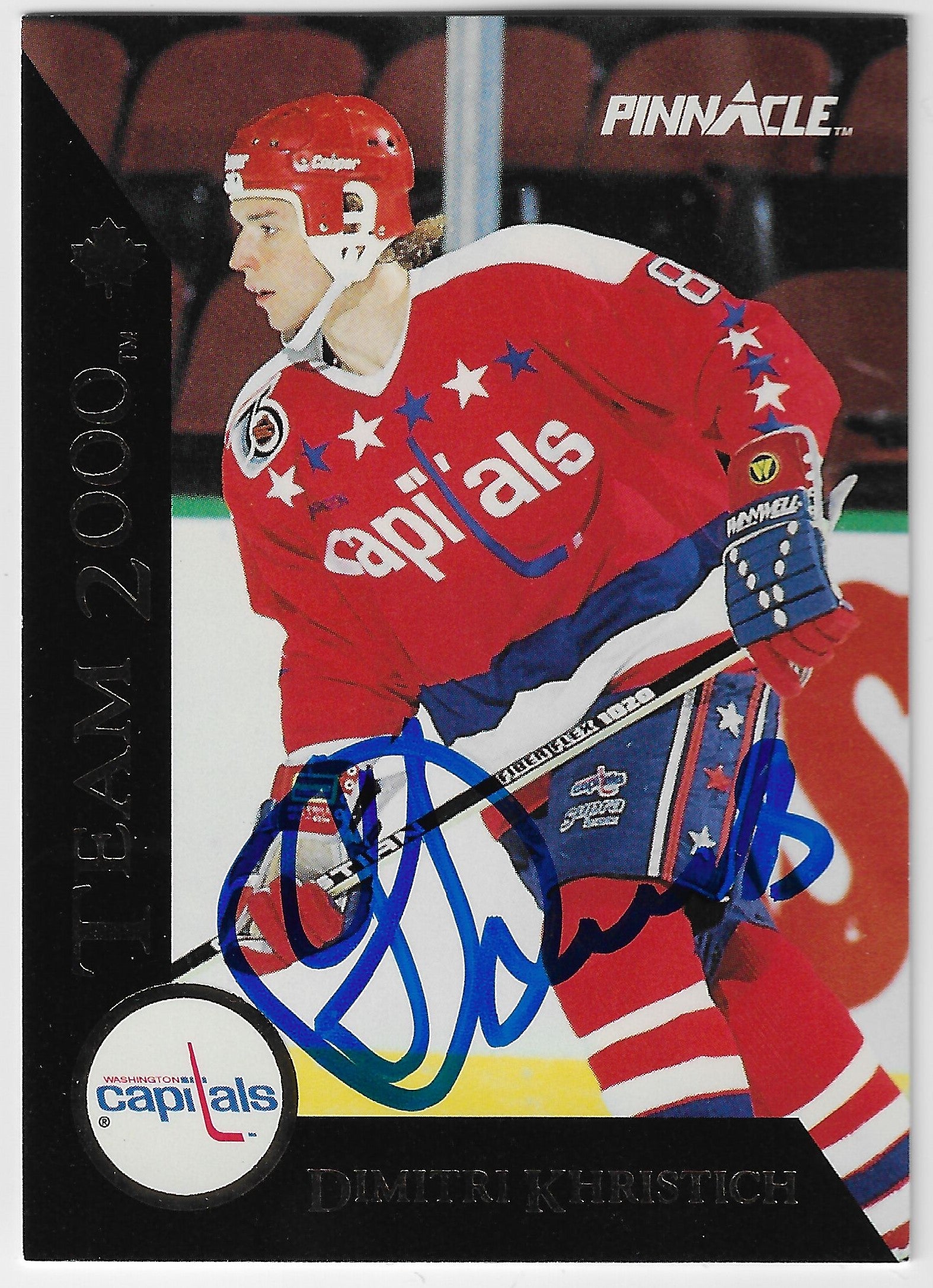 Dimitri Khristich Signed 1992-93 Pinnacle Team 2000 Hockey Card - Washington Capitals