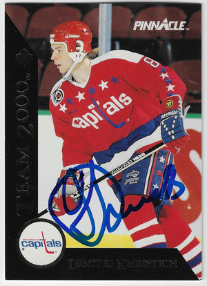Dimitri Khristich Signed 1992-93 Pinnacle Team 2000 Hockey Card - Washington Capitals