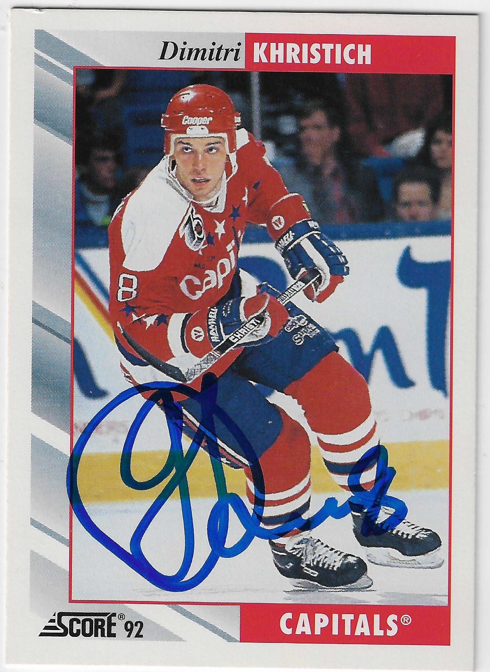Dimitri Khristich Signed 1992-93 Score Hockey Card - Washington Capitals