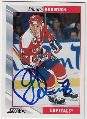 Dimitri Khristich Signed 1992-93 Score Hockey Card - Washington Capitals
