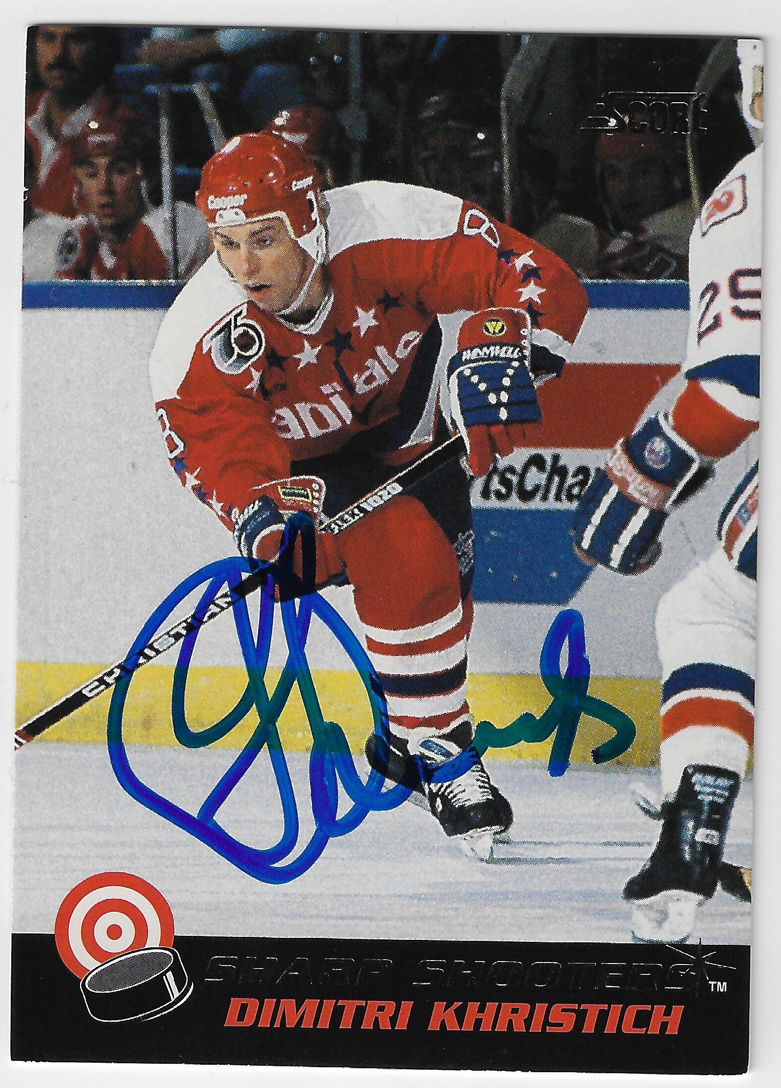 Dimitri Khristich Signed 1992-93 Score Sharp Shooters Hockey Card - Washington Capitals