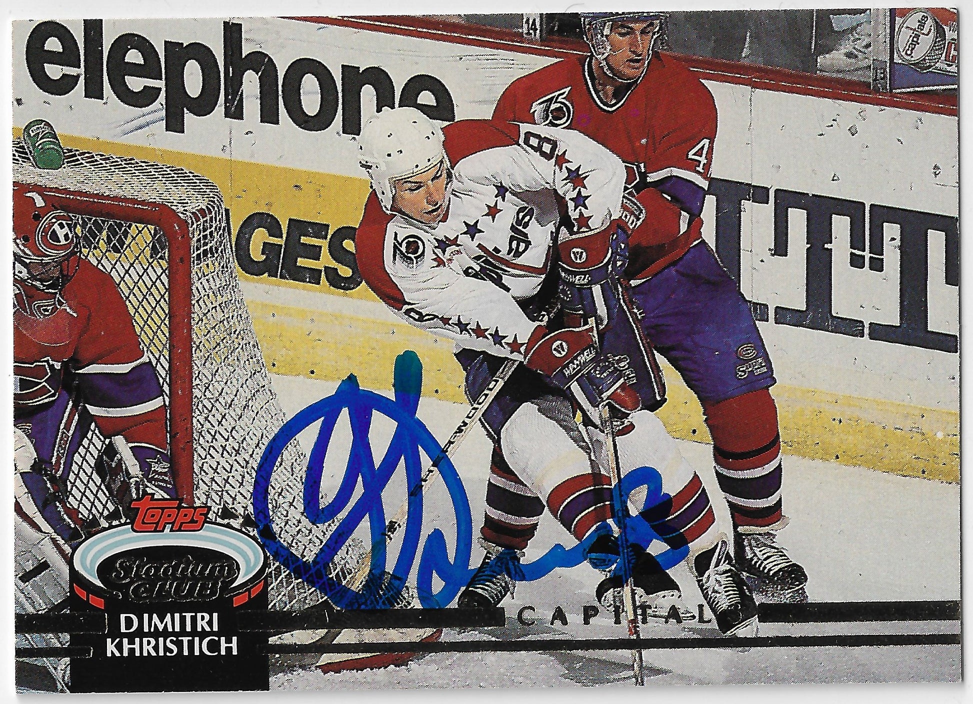 Dimitri Khristich Signed 1992-93 Stadium Club Hockey Card - Washington Capitals