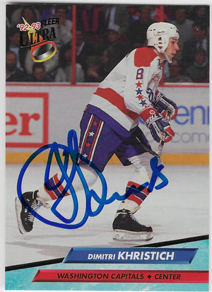 Dimitri Khristich Signed 1992-93 Fleer Ultra Hockey Card - Washington Capitals