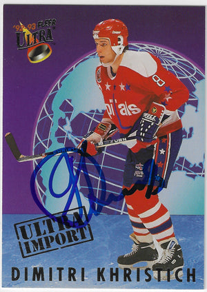 Dimitri Khristich Signed 1992-93 Fleer Ultra Imports Hockey Card - Washington Capitals