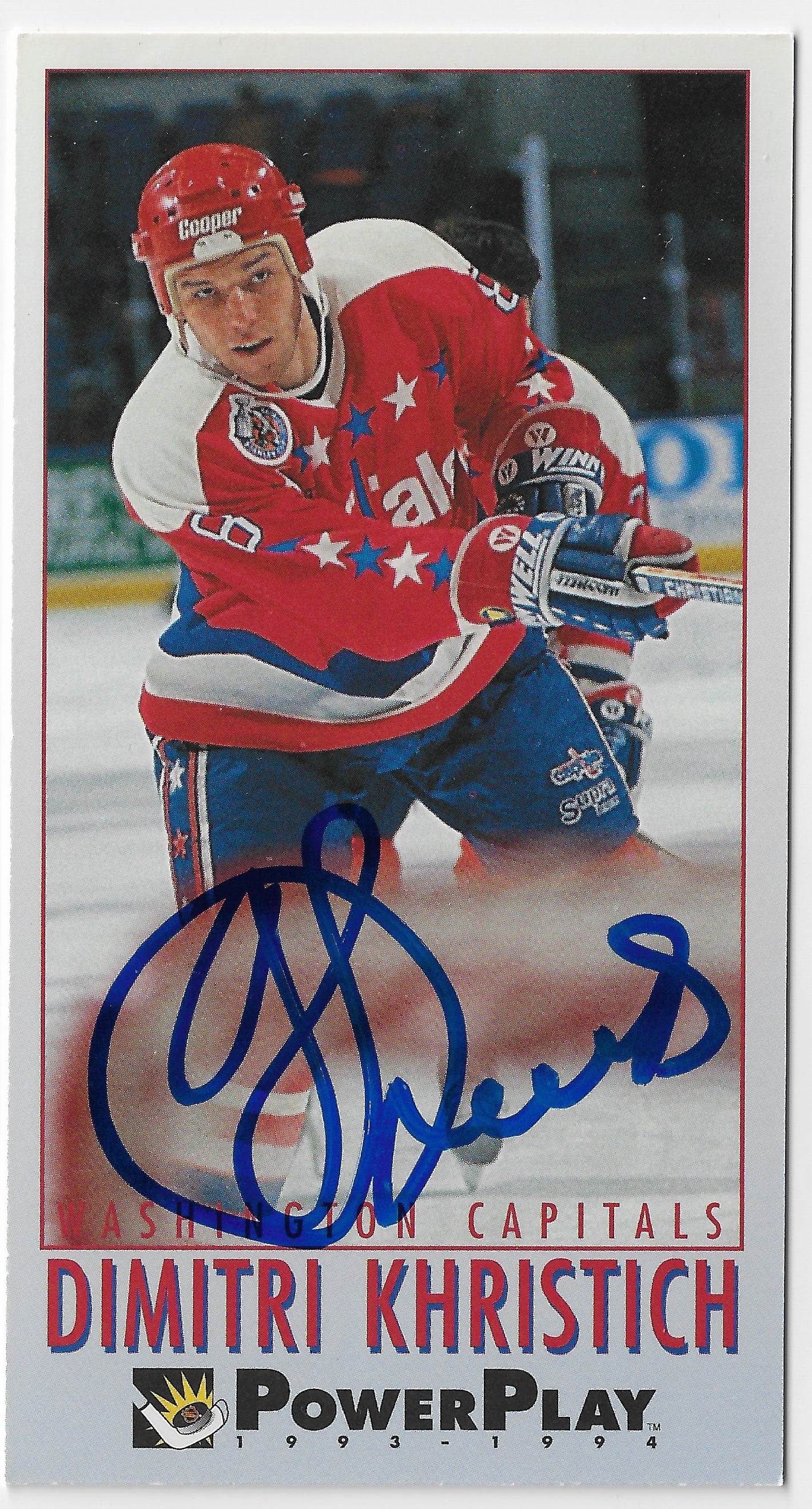 Dimitri Khristich Signed 1993-94 Fleer PowerPlay Hockey Card - Washington Capitals