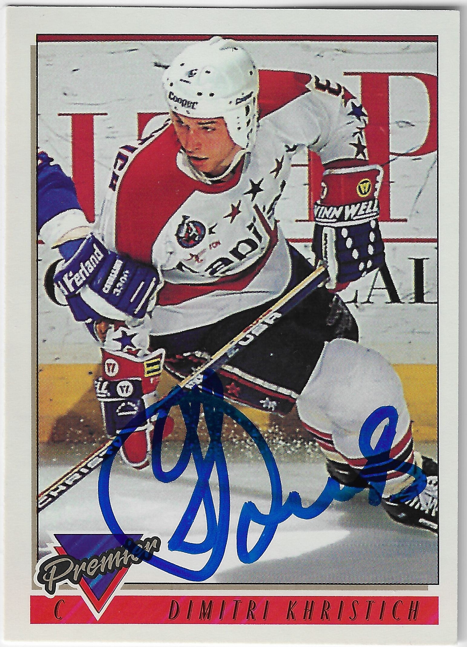 Dimitri Khristich Signed 1993-94 O-Pee-Chee Premier Hockey Card - Washington Capitals
