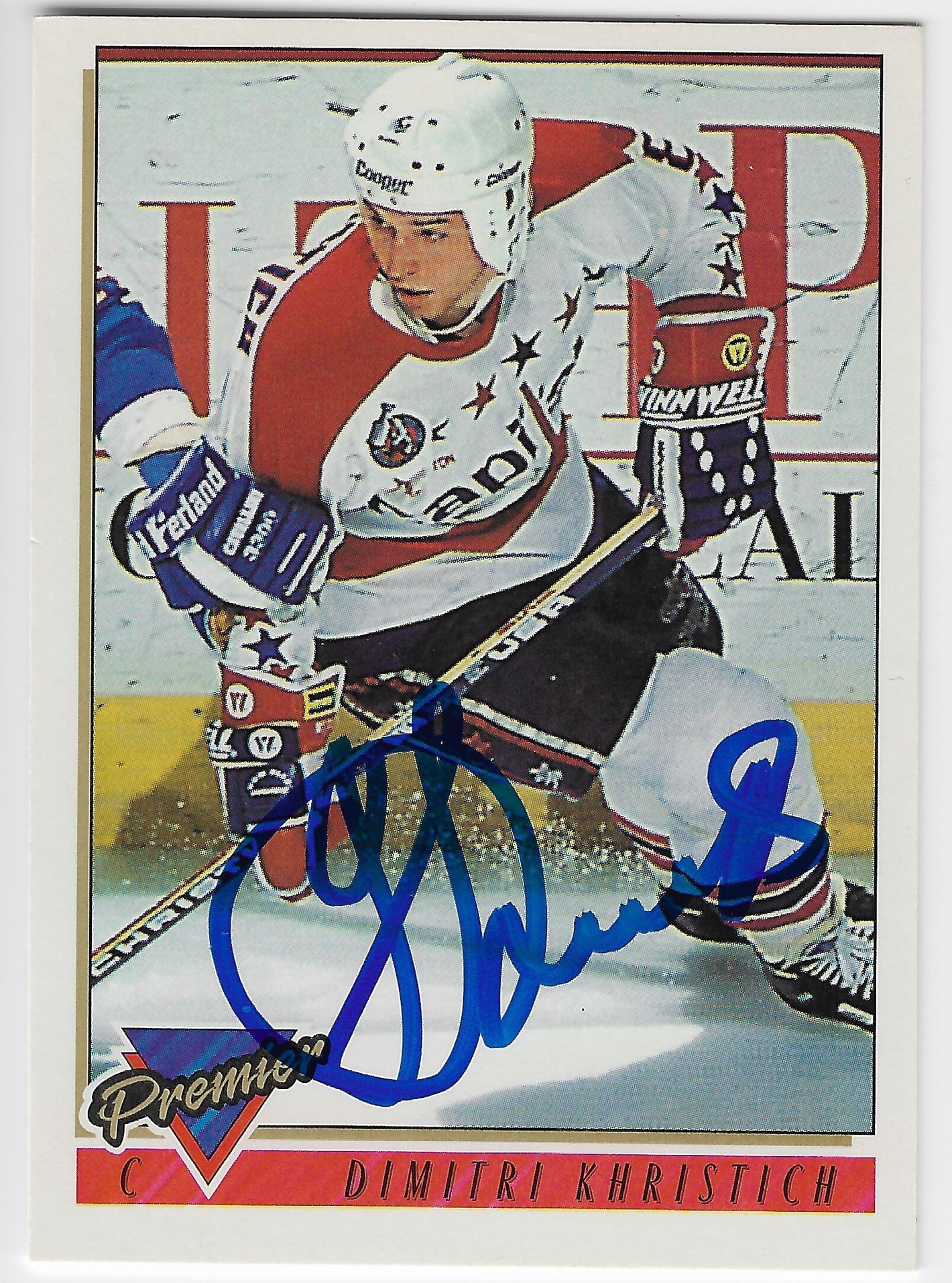 Dimitri Khristich Signed 1993-94 Topps Premier Hockey Card - Washington Capitals