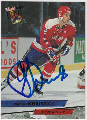 Dimitri Khristich Signed 1993-94 Fleer Ultra Hockey Card - Washington Capitals