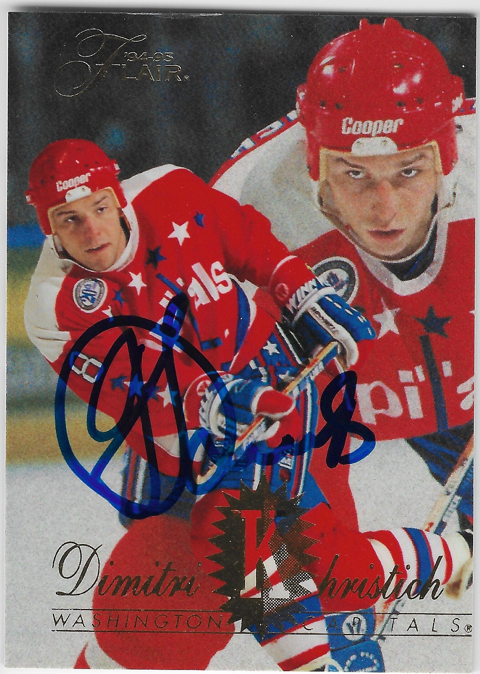 Dimitri Khristich Signed 1994-95 Flair Hockey Card - Washington Capitals
