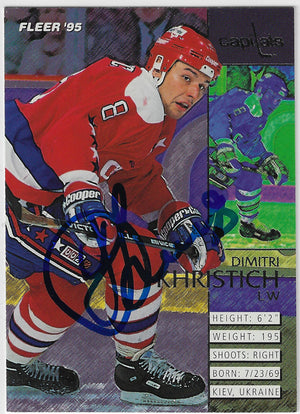 Dimitri Khristich Signed 1994-95 Fleer Hockey Card - Washington Capitals