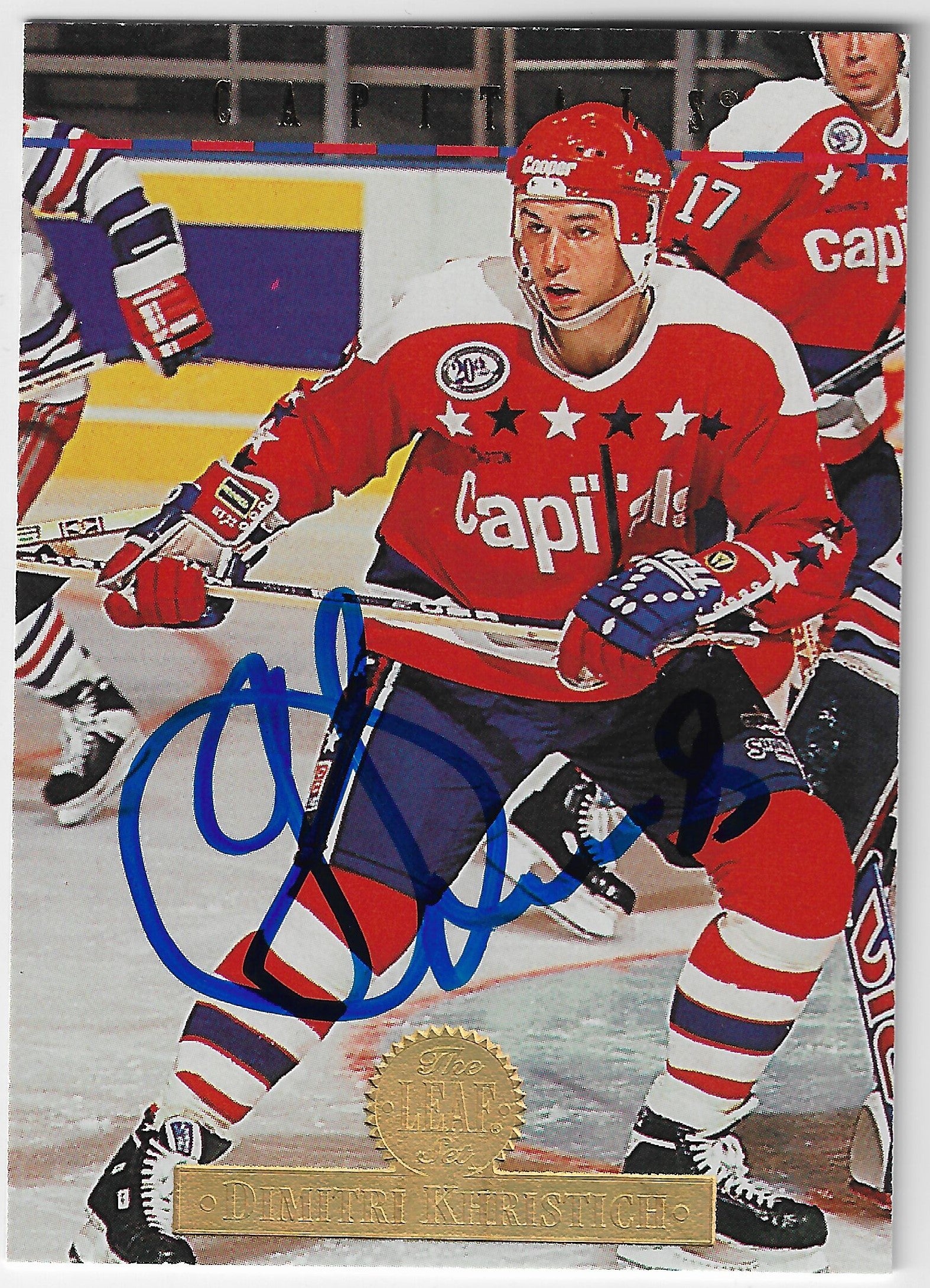 Dimitri Khristich Signed 1994-95 Leaf Hockey Card - Washington Capitals