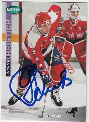 Dimitri Khristich Signed 1994-95 Parkhurst Hockey Card - Washington Capitals