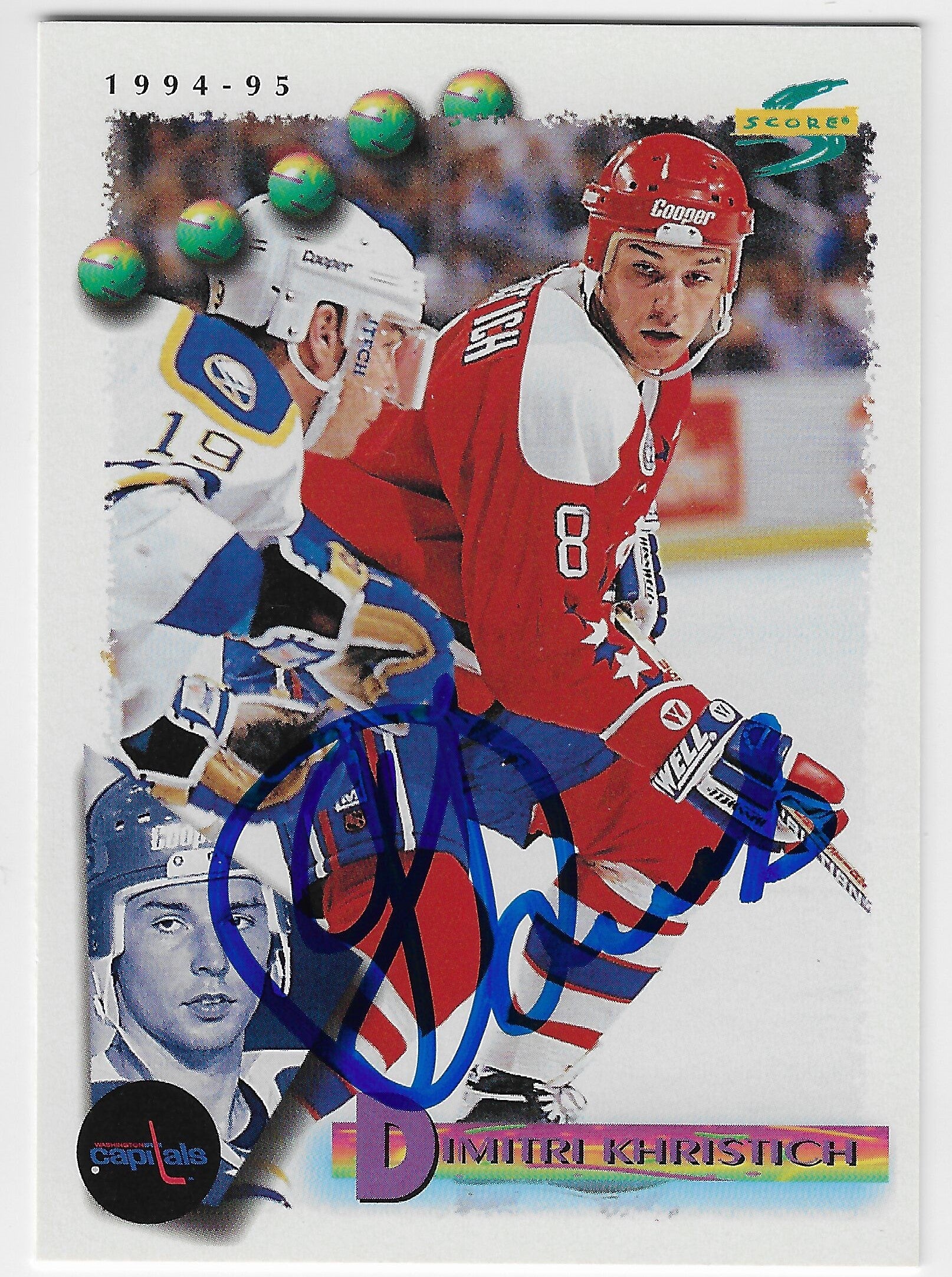 Dimitri Khristich Signed 1994-95 Score Hockey Card - Washington Capitals