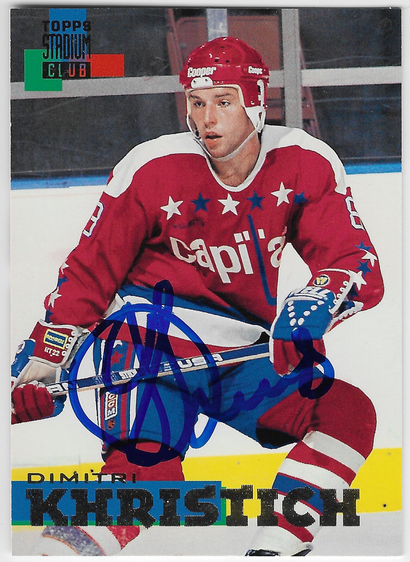 Dimitri Khristich Signed 1994-95 Stadium Club Hockey Card - Washington Capitals